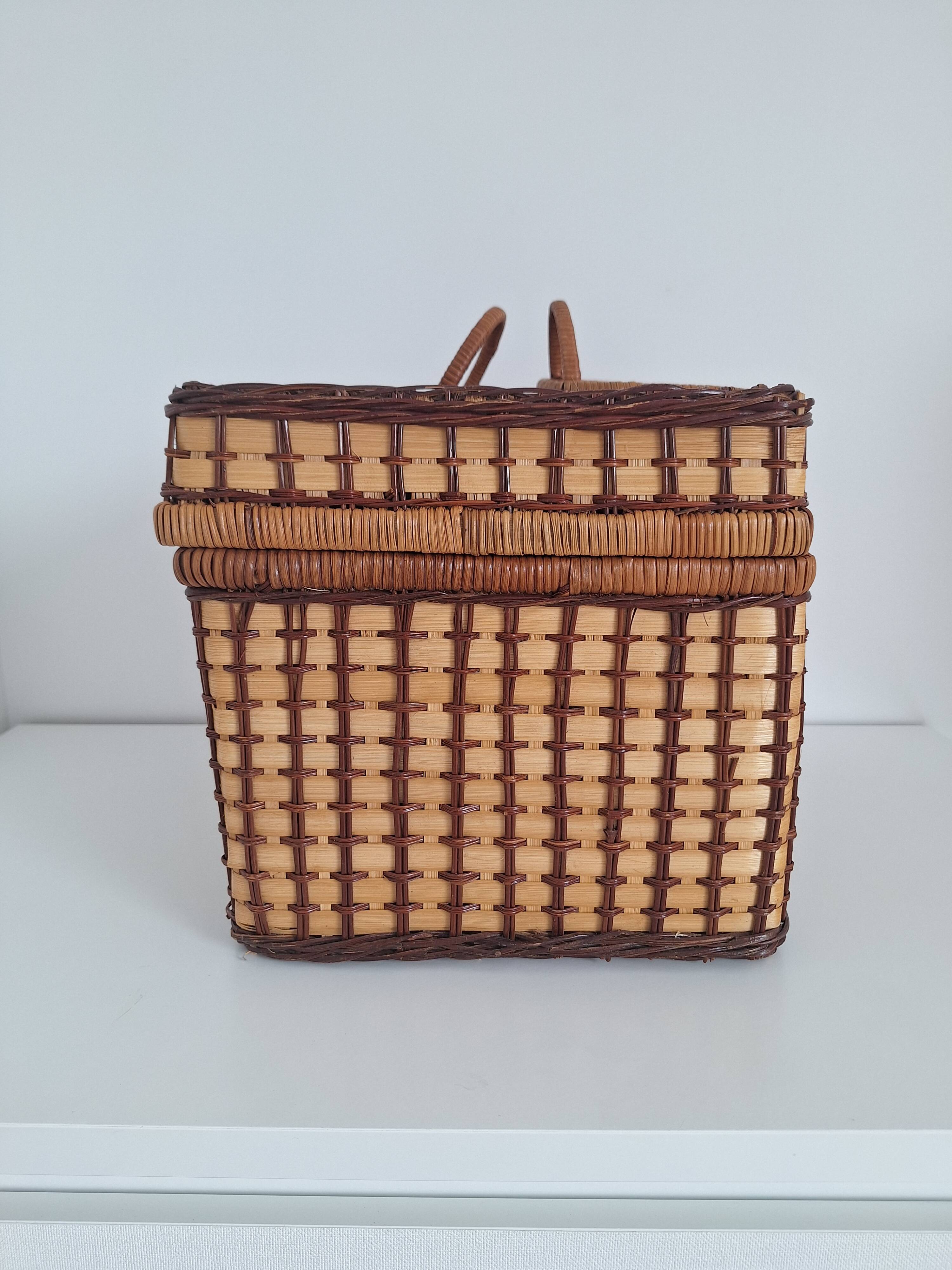 Vintage wicker suitcase