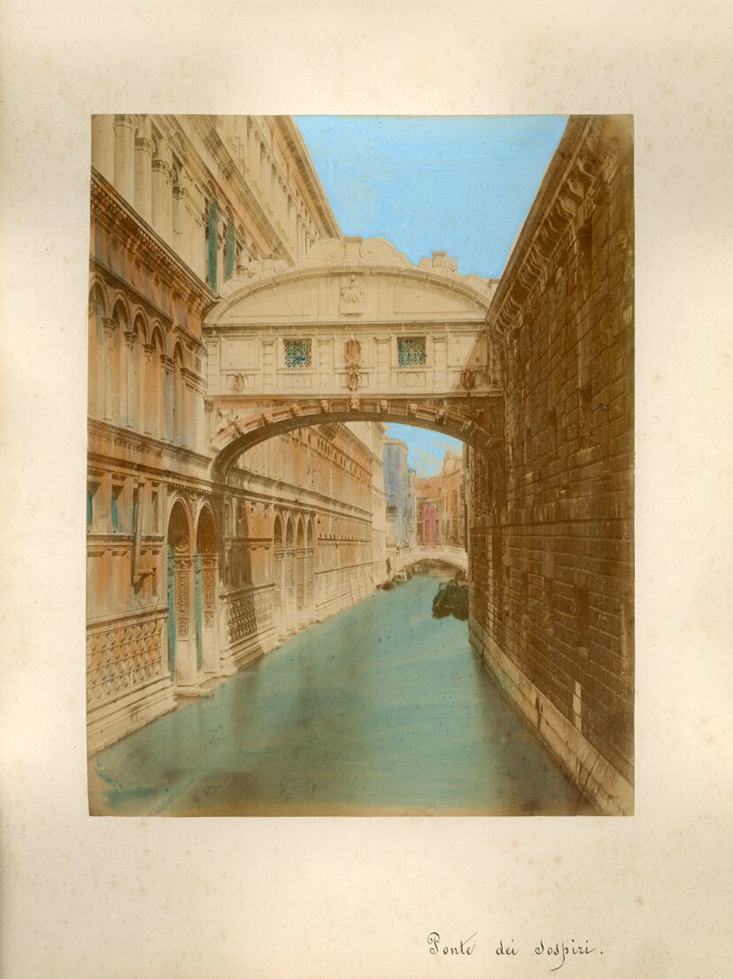 Photo albumen enhanced Ponte dei Sospiri Venice Italy circa 1880