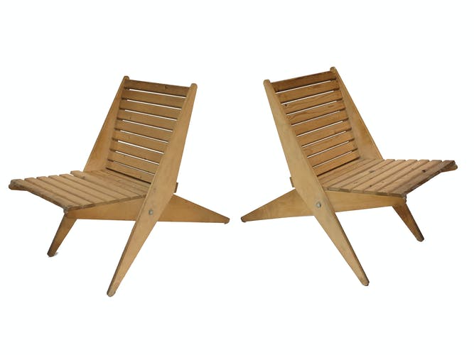 Foldable wooden garden chair from the 70s, Netherlands