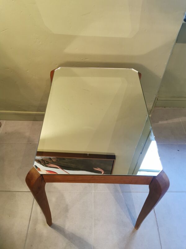 Table basse art déco années 40 miroir