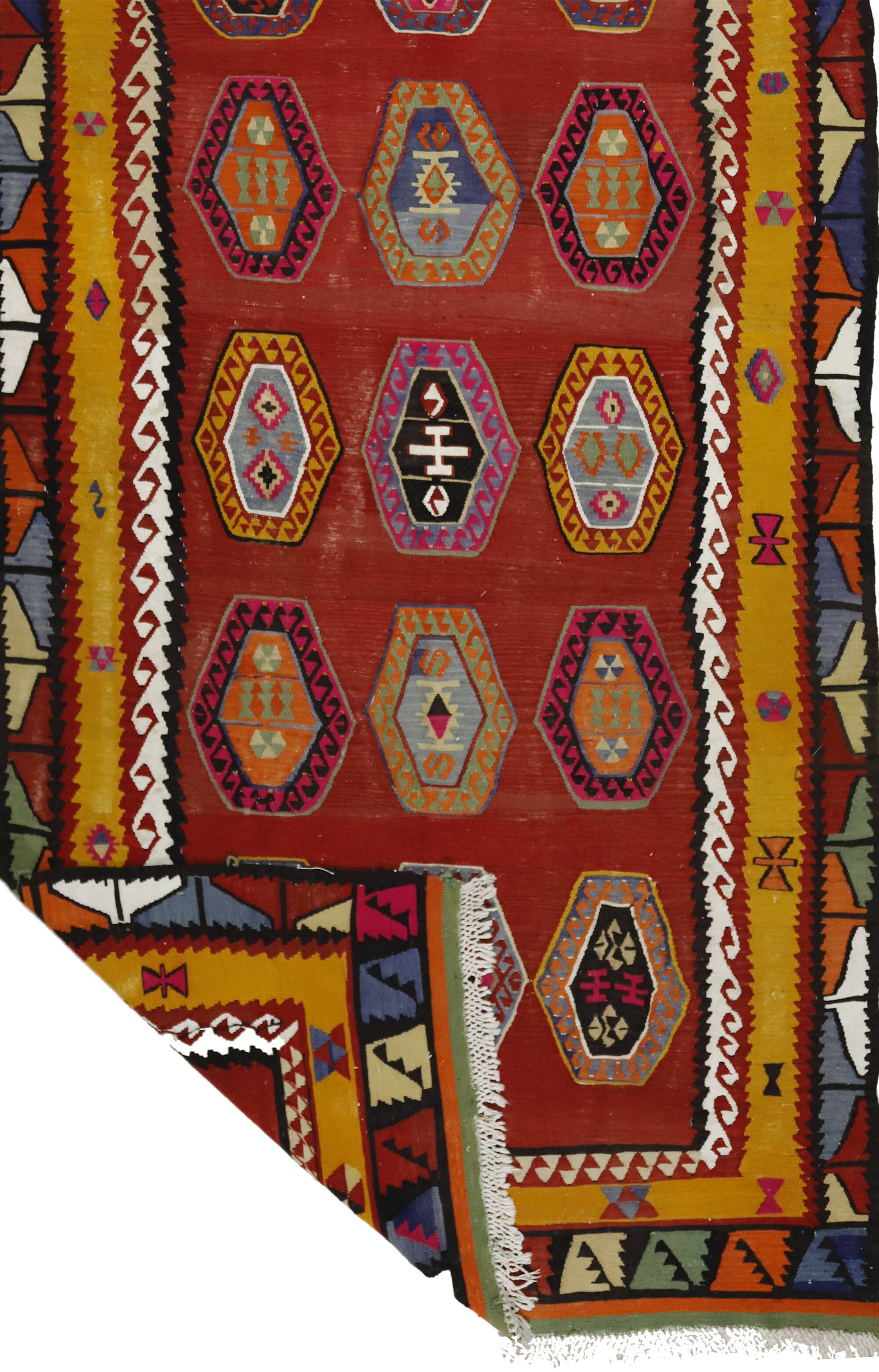 Authentic Vintage Turkish Kilims & Handwoven Rugs – Unique Home Decor Pieces 183x 344 cm