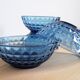 Blue bowls in chiseled glass