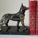 Dog bookends in black marble