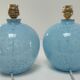 Deux pieds lampes boules art déco verre de clichy bleu