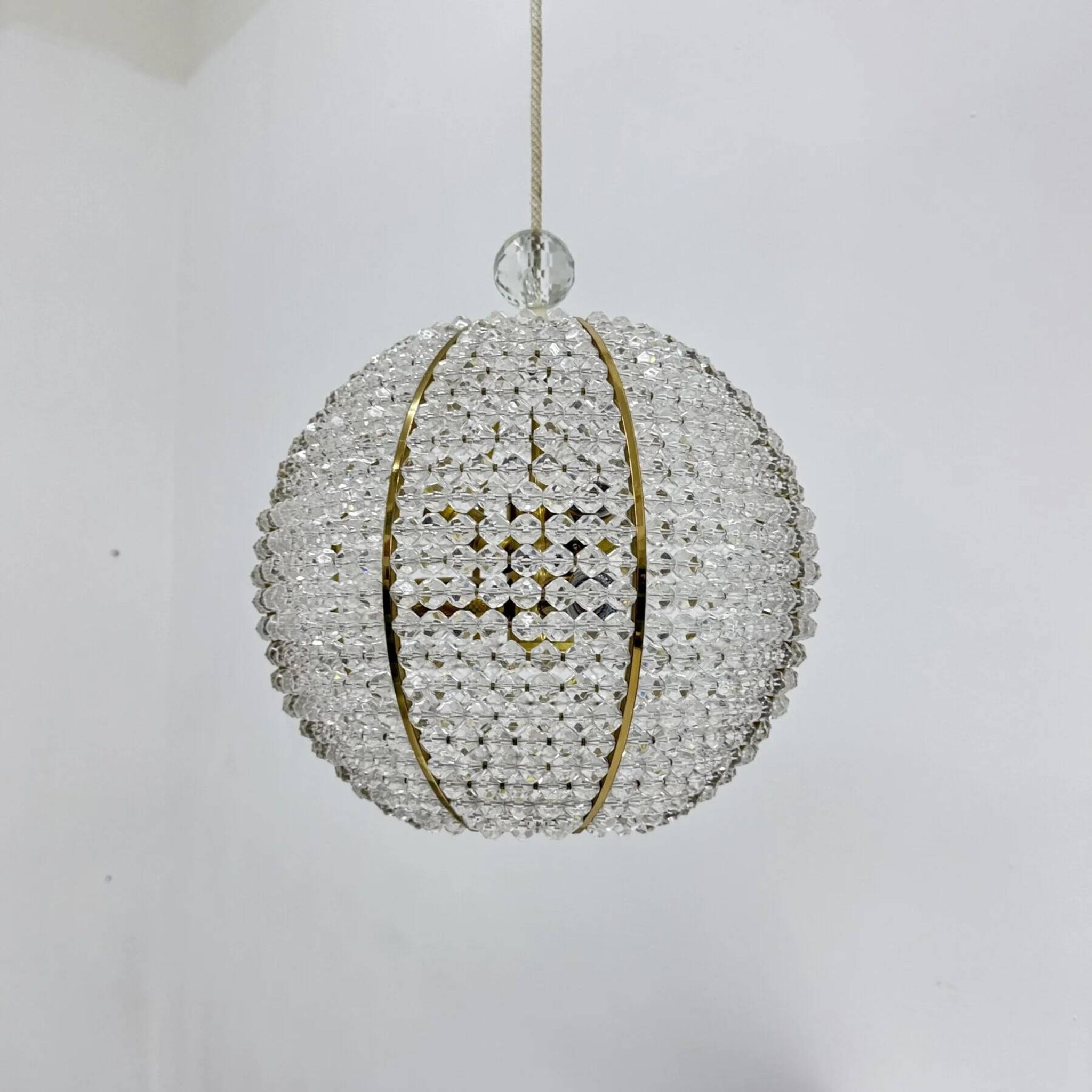 Brass & acrylic ball hanging lamp pendant by Emil Stejnar, 1950s