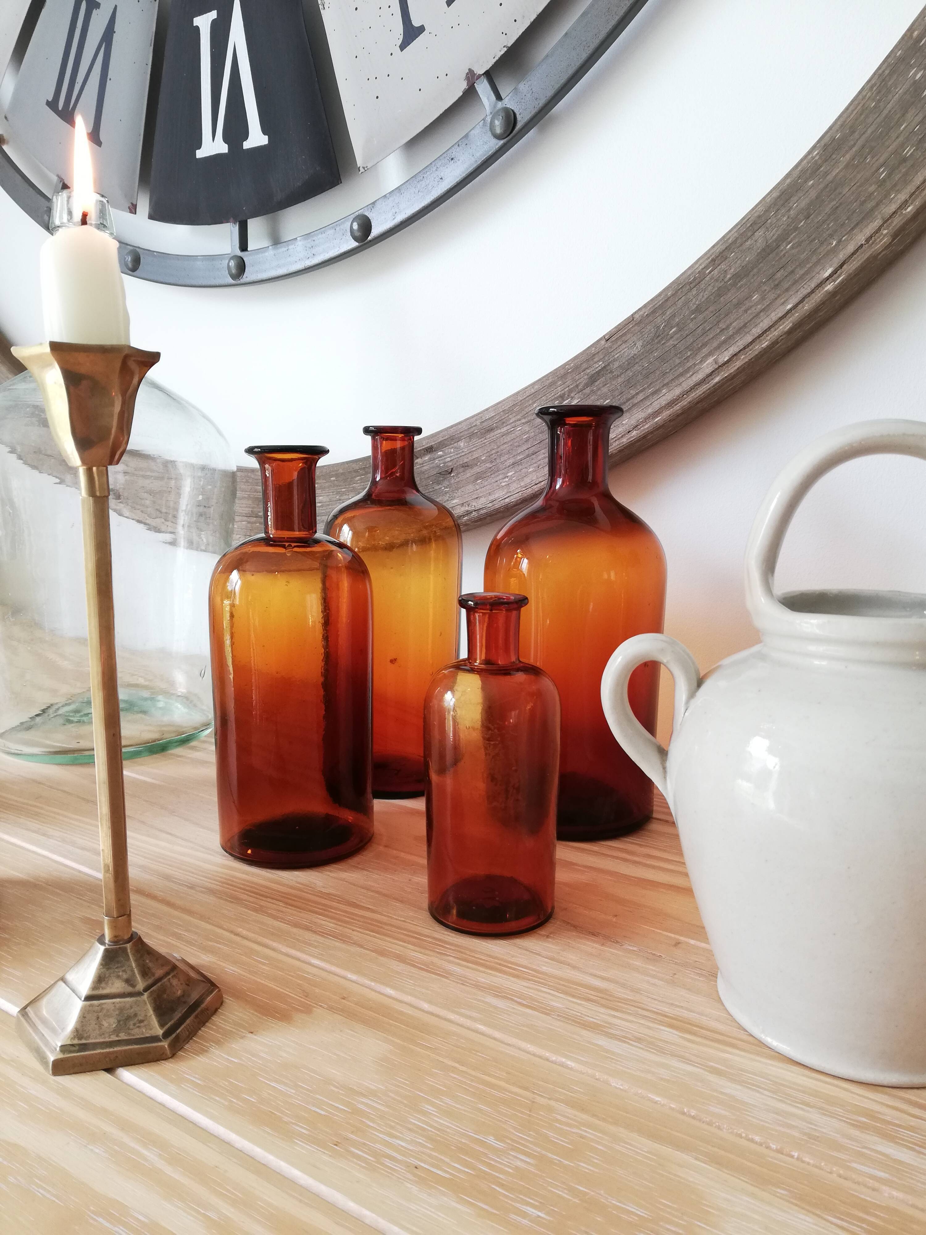 Amber apothecary bottles