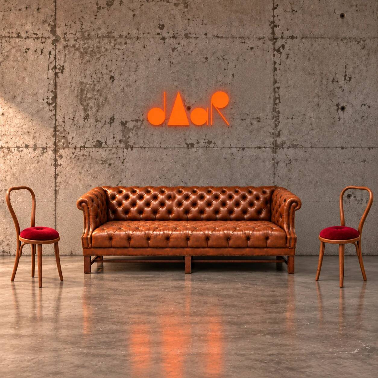 Chesterfield sofa / Brown cognac leather / Deep buttoned / 1980s