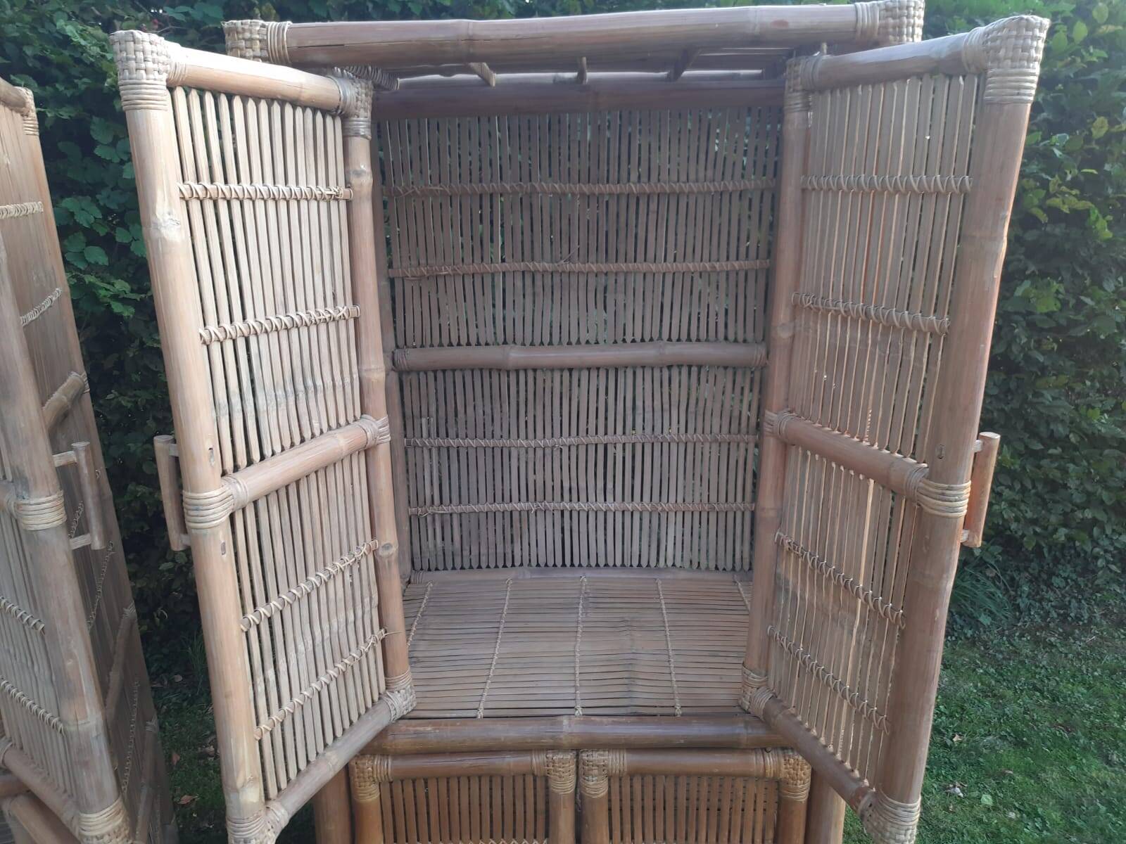Vintage bamboo and rattan cabinet or storage unit