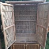 Vintage bamboo and rattan cabinet or storage unit