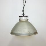 Grey metal industrial factory hanging lamp, 1960s