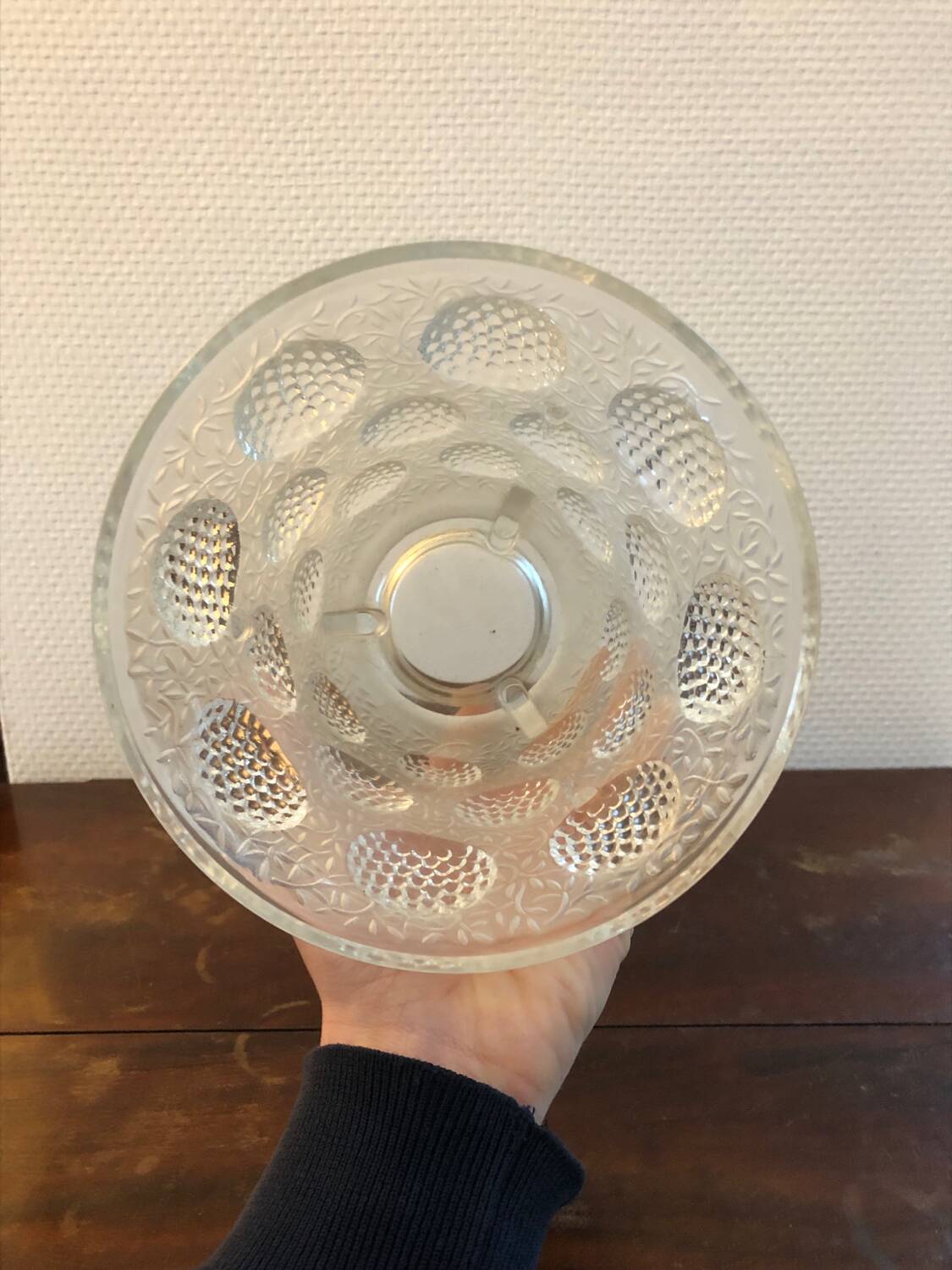 Vintage Verlys glass vase with cabochons