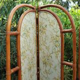 Rattan screen and vintage fabric