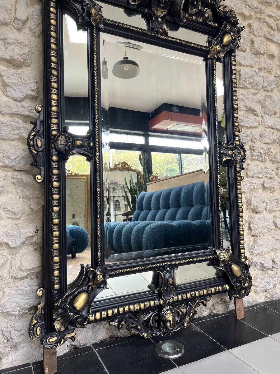 Miroir Ancien à Parecloses époque Napoléon III 152cm/90cm Glace Biseautée