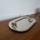 Plat de service à foie gras en métal argenté