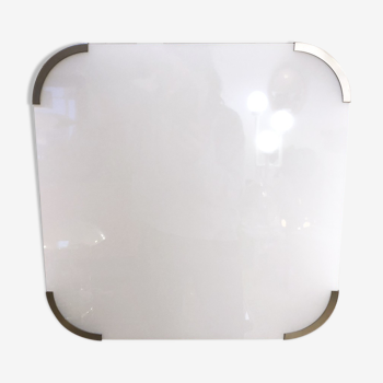 PERZEL ceiling lamp model 2067, in white opaline glass and metal