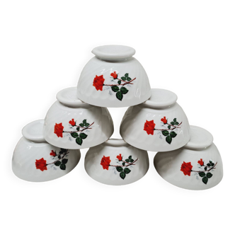 Set of 6 red rose Sarreguemines bowls