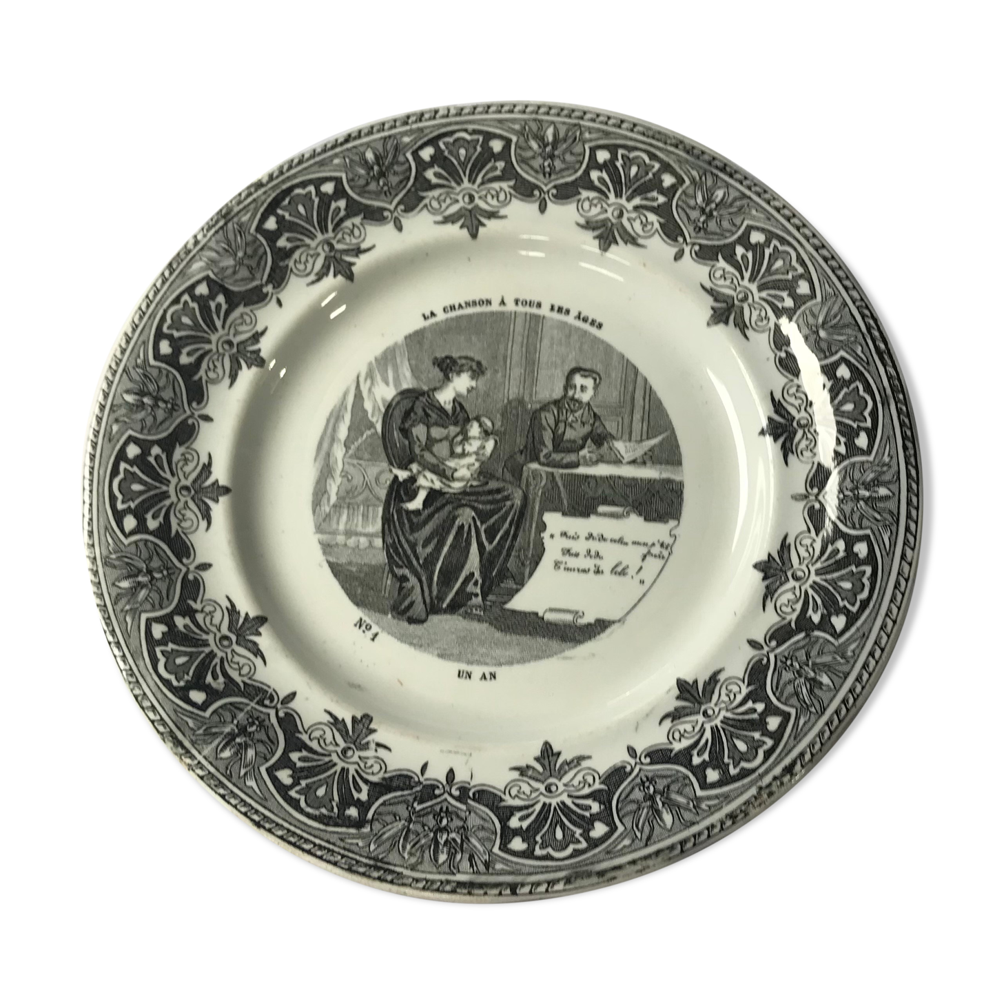 Talking plate "the song at all ages" earthenware Creil and Montereau