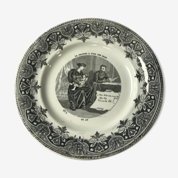 Talking plate "the song at all ages" earthenware Creil and Montereau