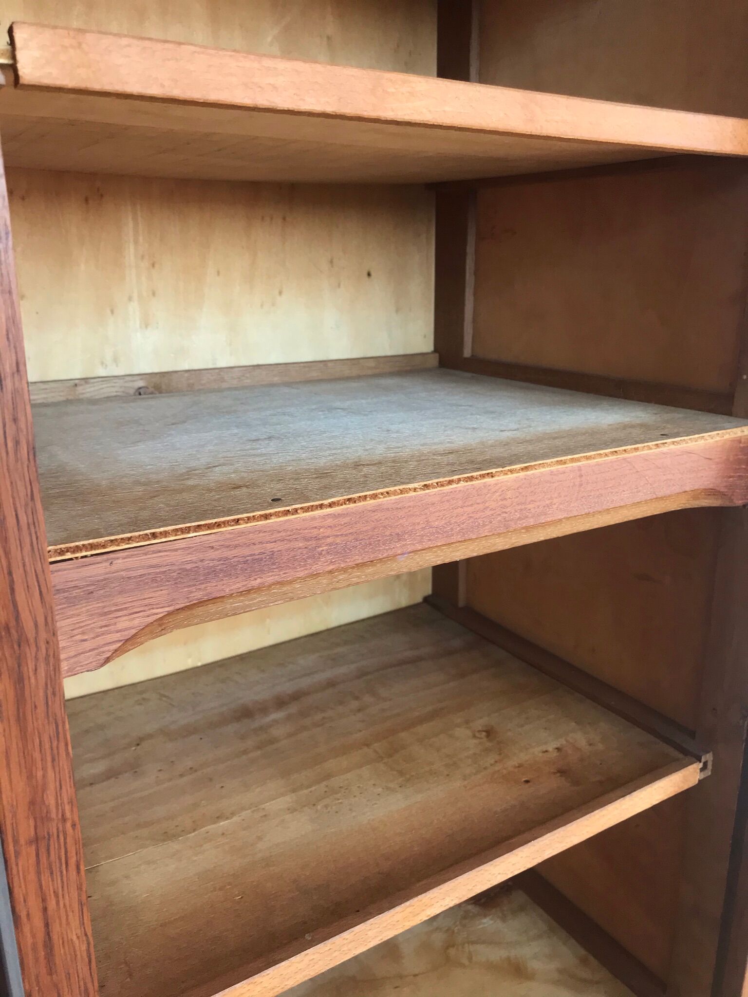 Vintage curtain binder in solid brown oak year 50
