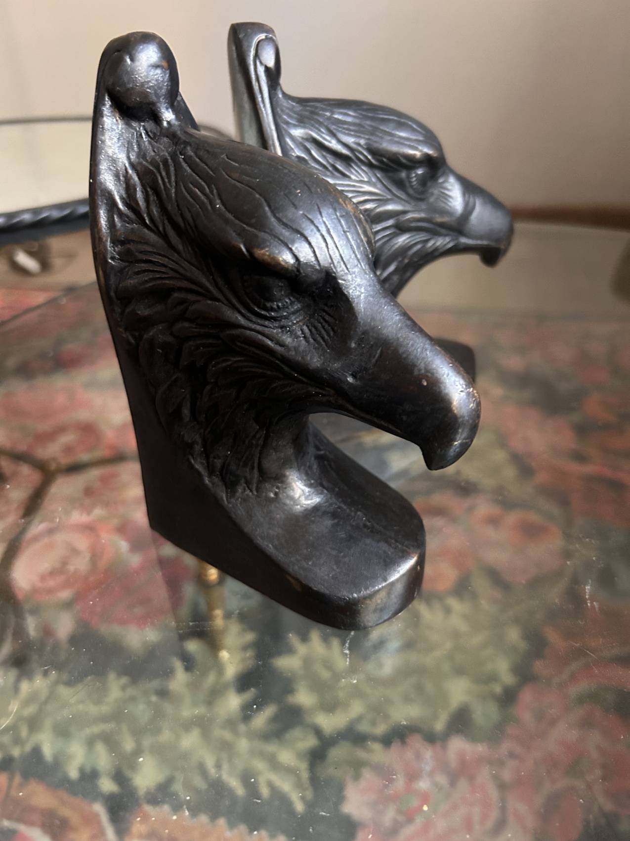 Pair of eagle bookends in patinated bronze – Art Deco style