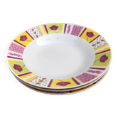 3 assiettes creuses Porcelaine blanche  Frise multicolore décor tulipe