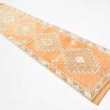 3x12 Soft Orange Geometric Vintage Runner Rug, 81x378Cm
