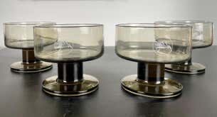 Champagne or dessert coupe bearing the Mobil Pegasus logo, 1970, France