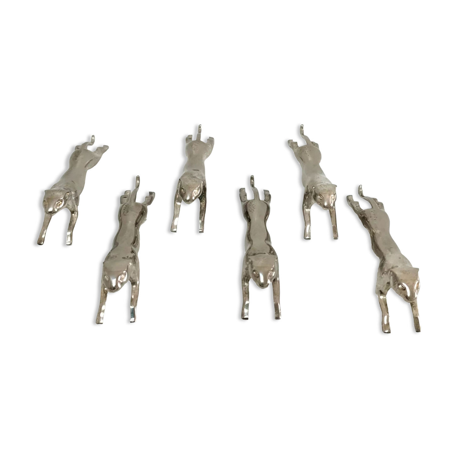 Six panther silver metal knife holders