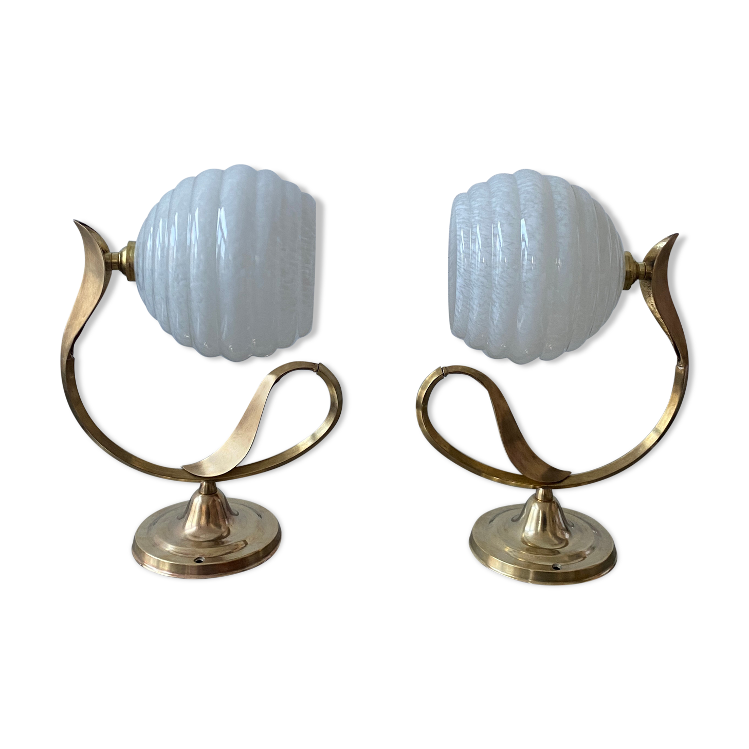 Lot 2 old vintage clichy glass sconces