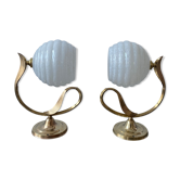 Lot 2 old vintage clichy glass sconces