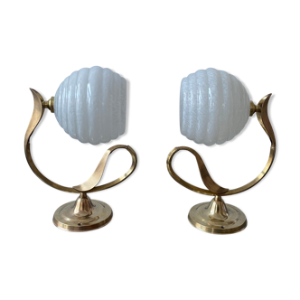 Lot 2 old vintage clichy glass sconces