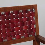 Pair of 1950s bridge chairs in wood and leather