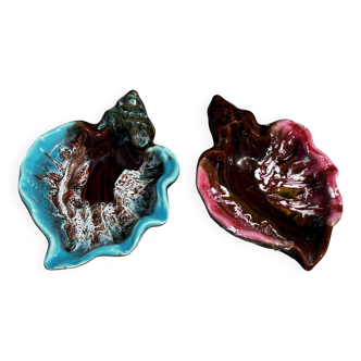 Pair of 60s-70s Vallauris Ceramic Empty Pockets in Shell Shape