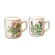 2 tea cups in enamelled speckled sandstone flower décor