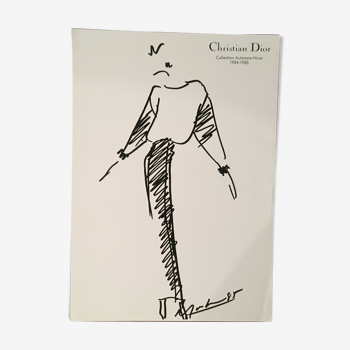 Christian Dior: pretty fashion illustration - beautiful black press photography - autumn collection - winter 1984 - 1985