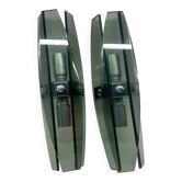 Pair of smoked glass wall lamp with panels 1960 fontana arte vintage