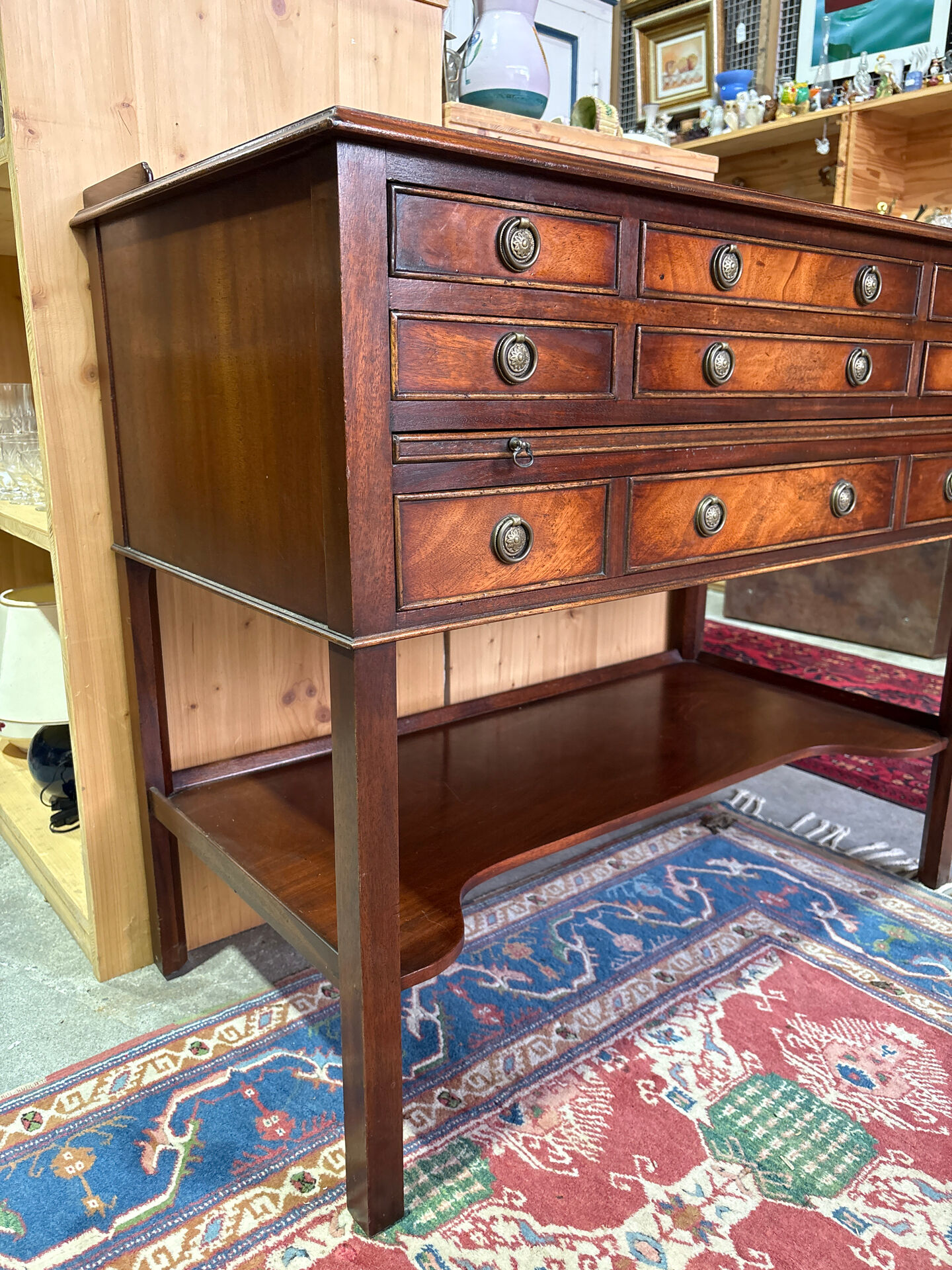 English mahogany sideboard with numerous drawers – sliding top