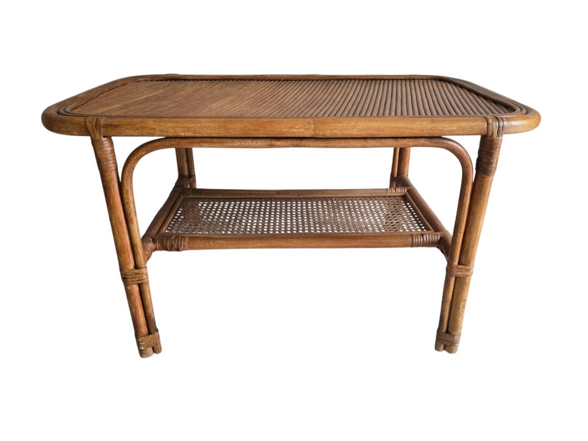 Vintage coffee table in rattan and cane – 1960s/70s