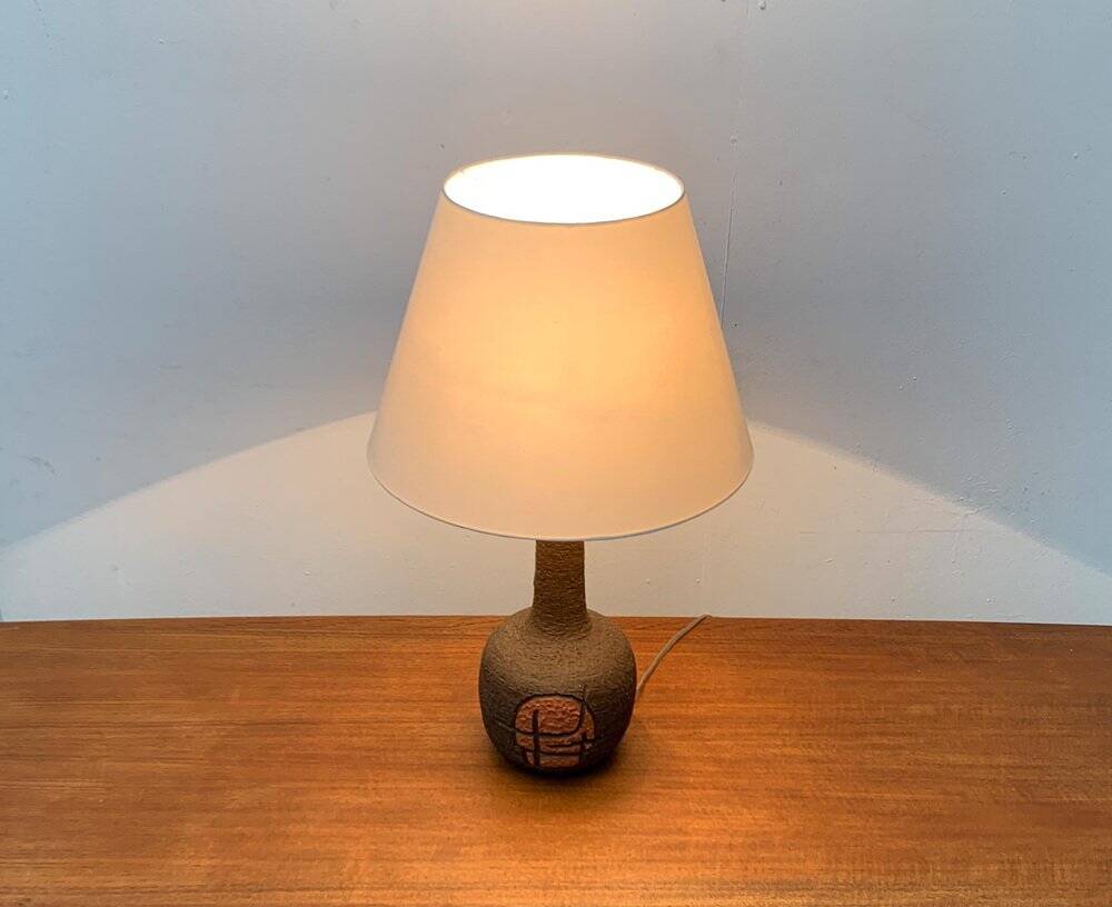 Brutalist Danish studio ceramic table lamp, 1979