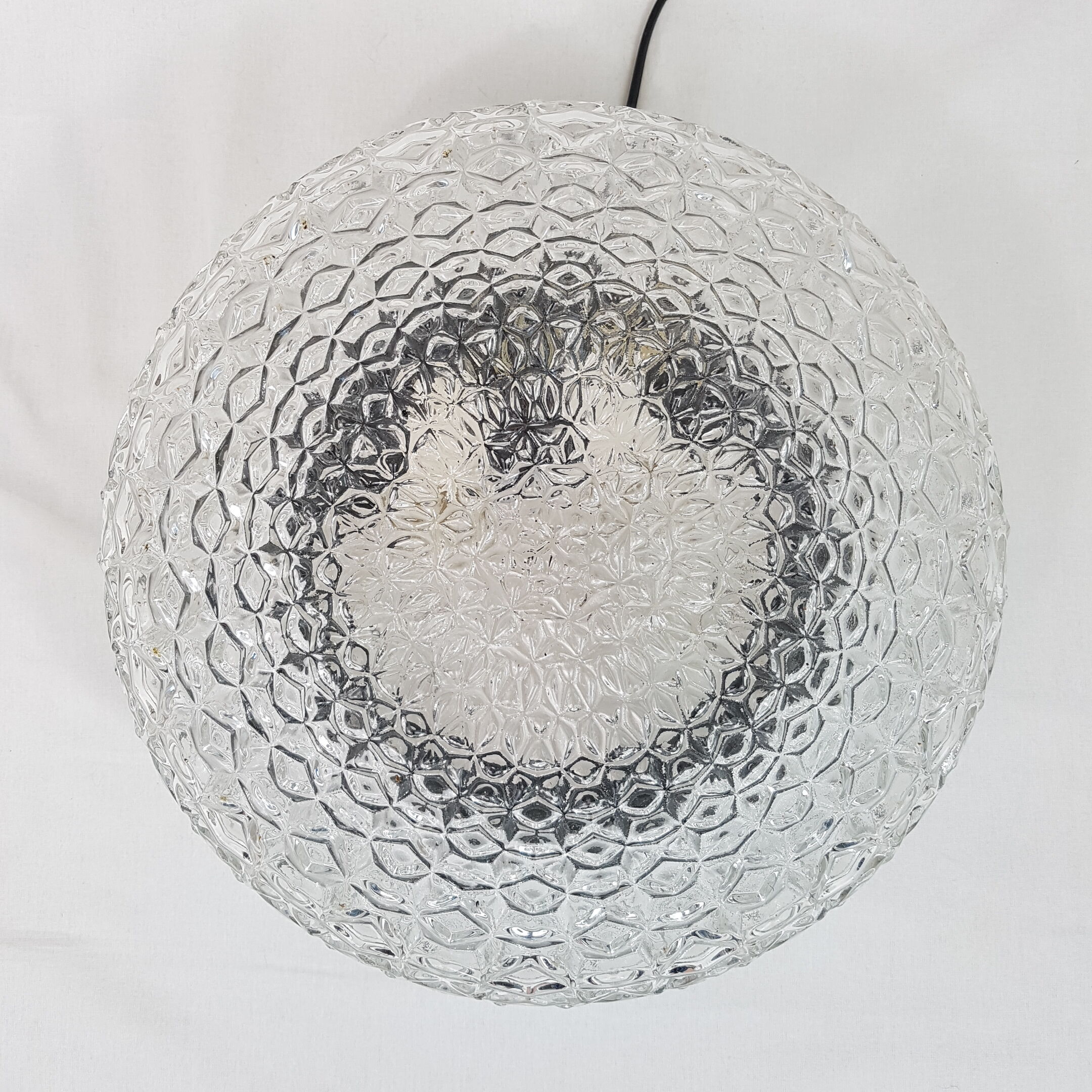 Ceiling light globe in cast glass and bakelite