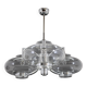 1970s Italian Chrome Plated and Glass Chandelier