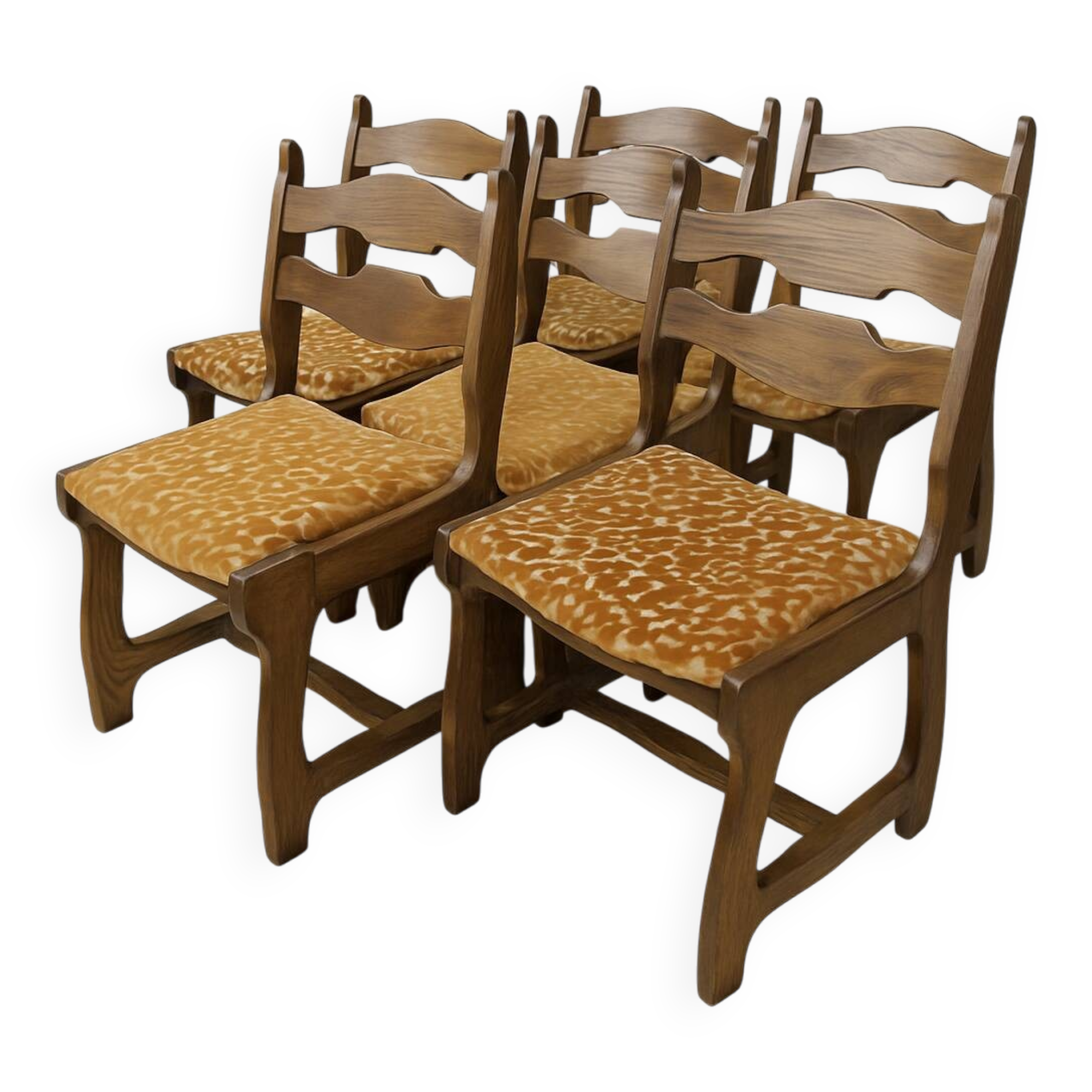 6 Guillerme et Chambron upholstered chairs. Lorraine model