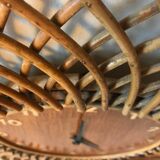 1960s vintage rattan sun clock