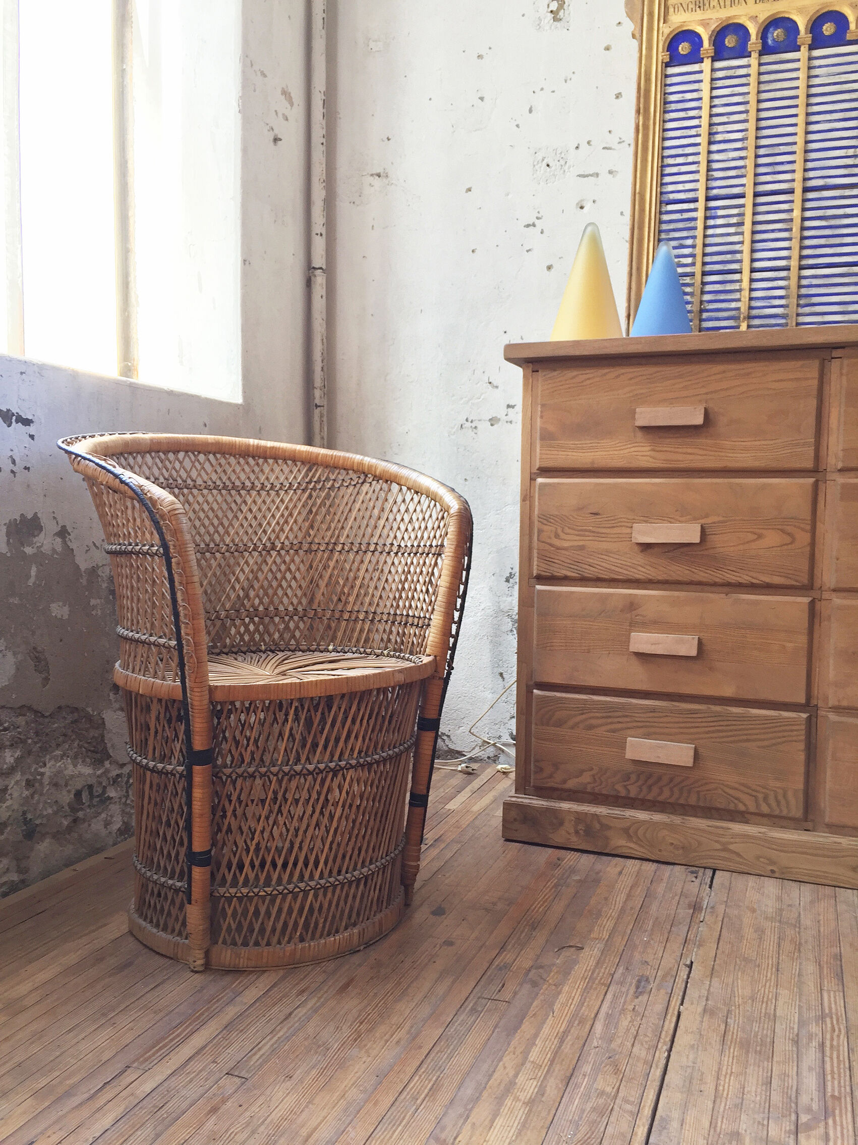 Fauteuil en osier vintage