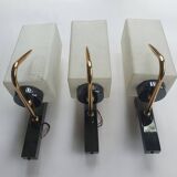 Three antique gold Arlus wall lights from the 50s