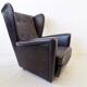 Howard Keith pair of black leather armchairs for HK Furniture