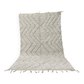 Grand tapis berbère marocain Beni Ouarain 300 x 200 cm – Laine écrue motifs