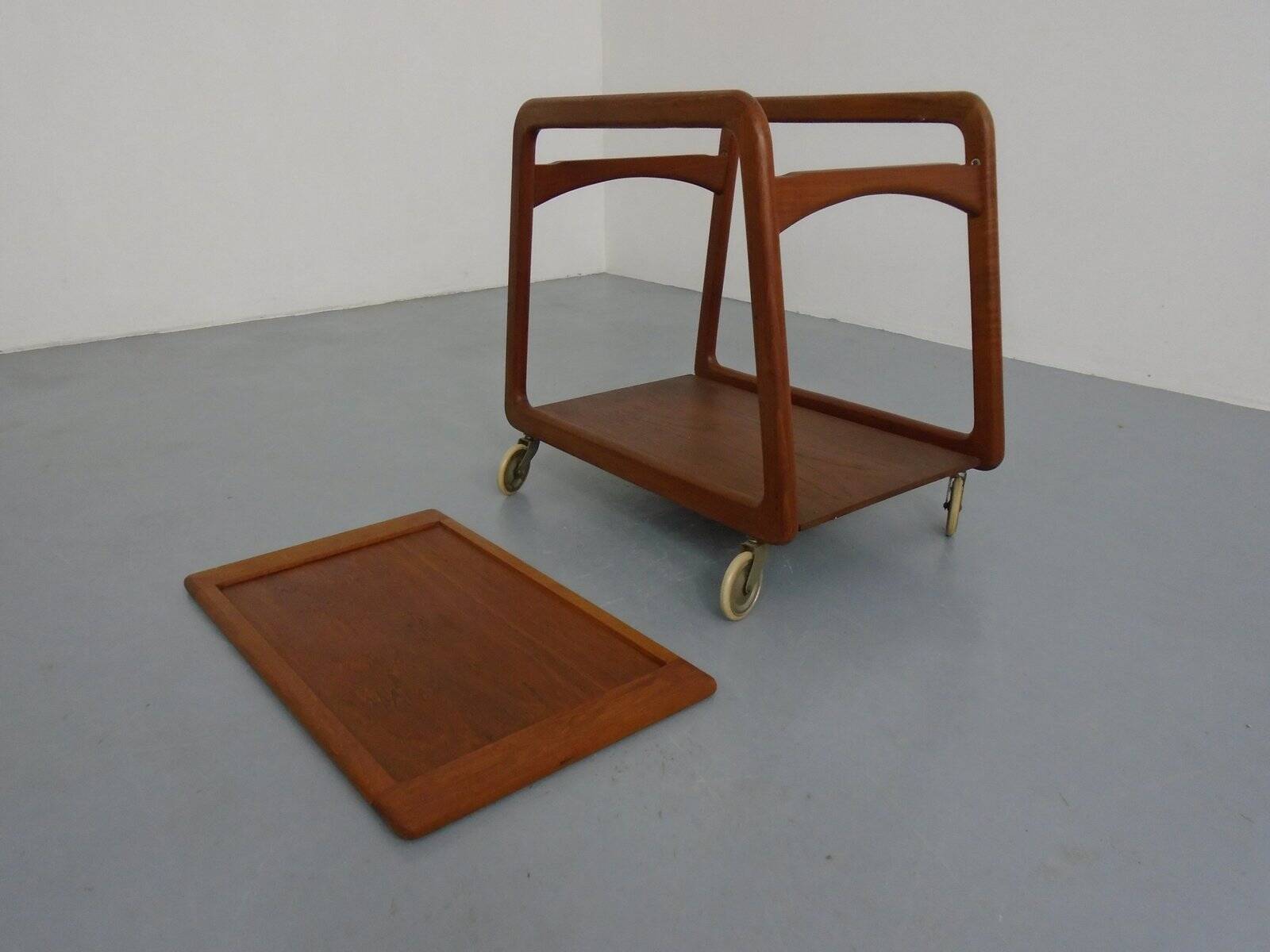 Danish Teak Bar Cart with Removable Tray from Silva, Denmark, 1960s