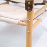 Set Of Two Safari Chairs Model Sirocco Made In Oak & Canvas By Arne Norell