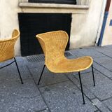 Pair of wicker armchairs, 1950s